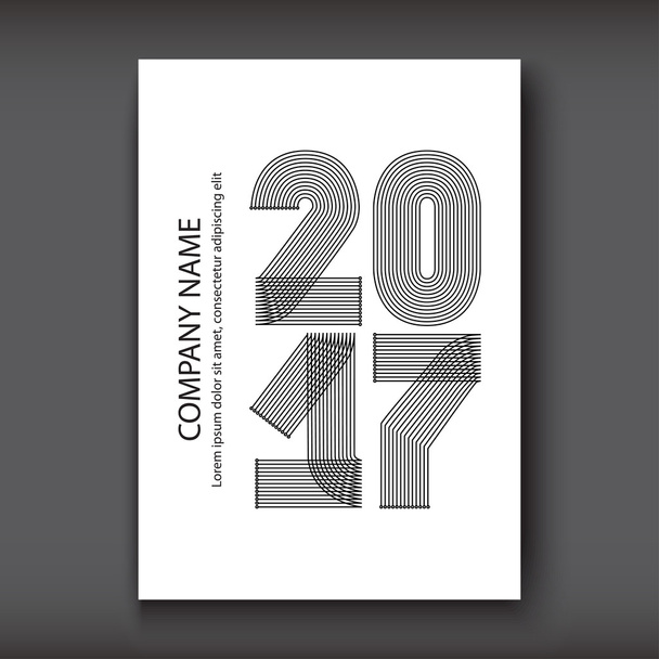 Pokrycie rocznego sprawozdania numerów 2017, nowoczesny design czarno na białym  - Wektor, obraz