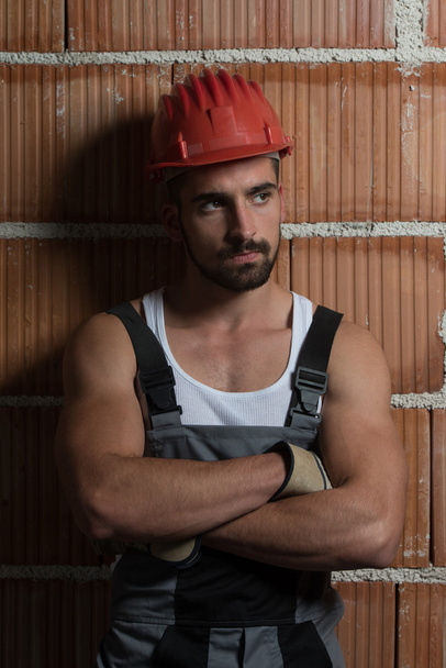 Engineer Construction Wearing A Red Helmet - Foto, Imagem