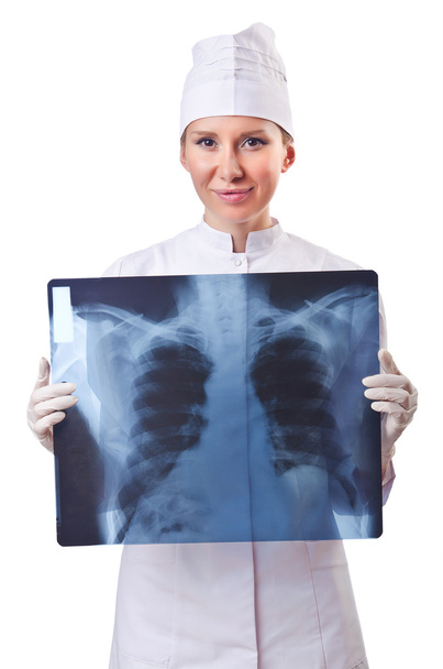 Női orvos vizsgálata röntgen fehér - Fotó, kép