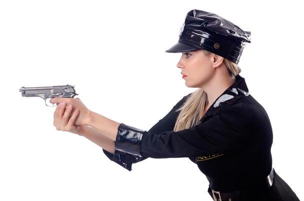 Donna polizia isolato su bianco
 - Foto, immagini