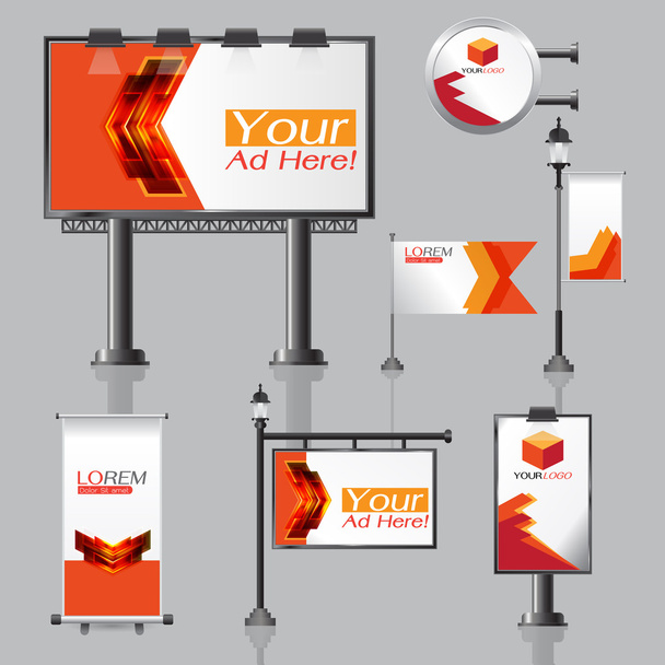 vector Outdoor advertising design for company with color circles - Vector, Image