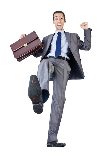 Man with briefcase on white - Foto, immagini