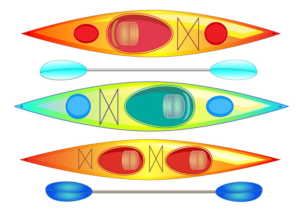 Kayaks and paddles - Vector, Image