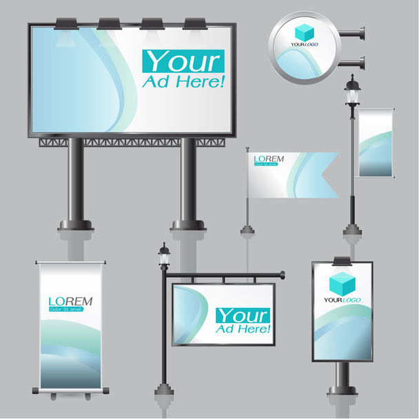 векторный дизайн наружной рекламы для компании с цветовыми кругами
 - Вектор,изображение