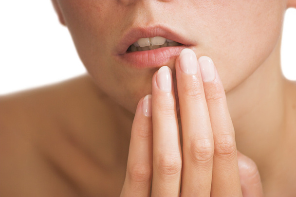 Female fingers and lips - Foto, Bild