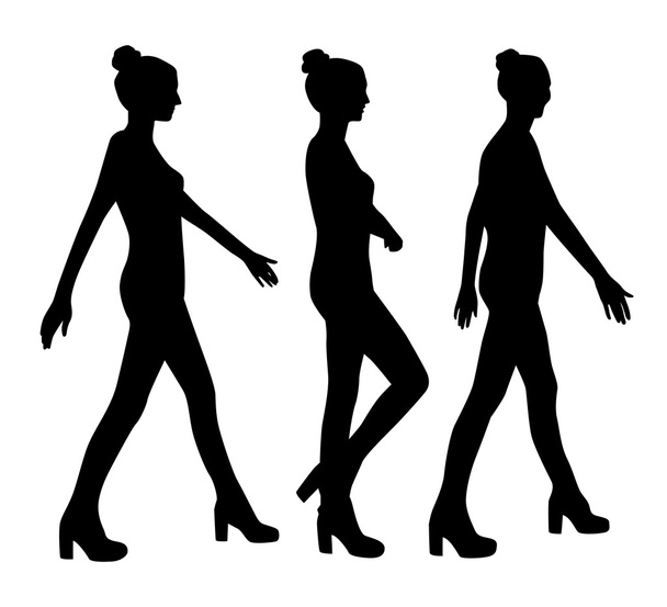Set of black female silhouettes - Vector, Image