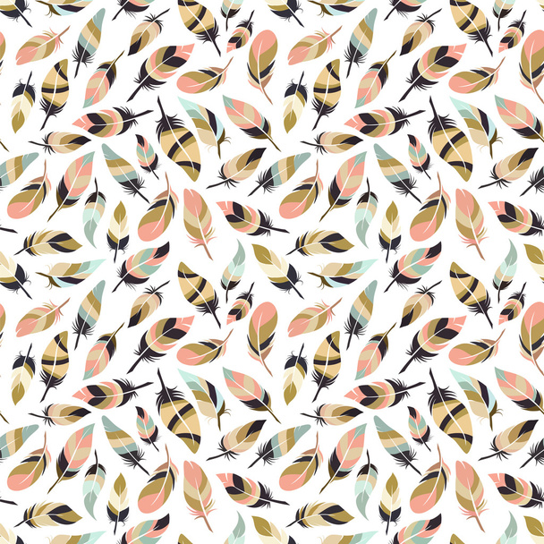 Boho style feather seamless pattern - Διάνυσμα, εικόνα