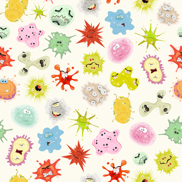 シームレスな細菌、ウイルス、微生物の背景 - ベクター画像