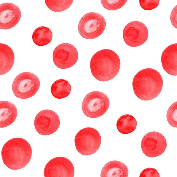 Watercolor simple red polka dot. Seamless pattern. - Photo, image