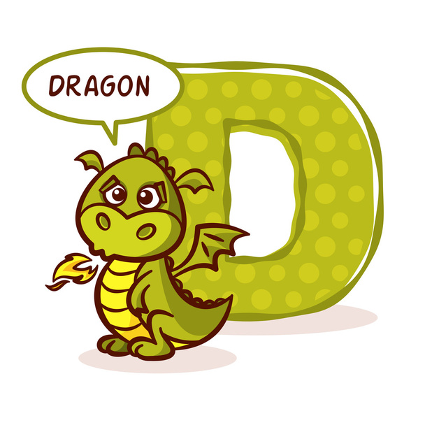 ABC ZOO Alphabet Letter D Dragon - Vettoriali, immagini
