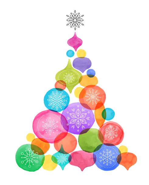 Retour de Noël avec arbre de Noël, aquarelle couleurs vibrantes Décoration de Noël, Joyeux Noël Vente affiche
 - Vecteur, image