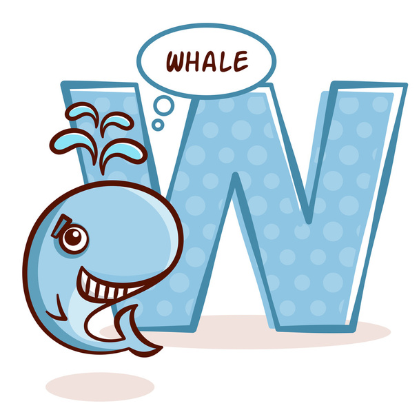 ABC ZOO Alphabet Letter W Whale - Vector, imagen