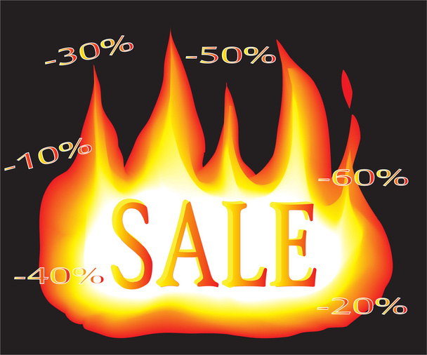  szöveg eladási árak és a tűz éget - Vektor, kép