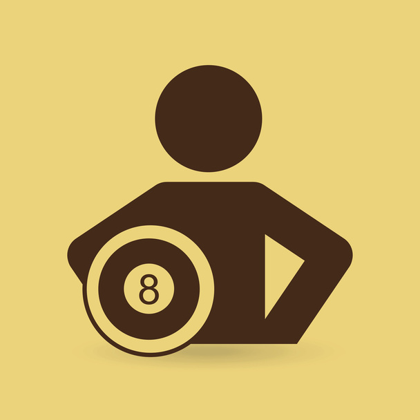 man hands on waist with pool ball icon - Vector, Image