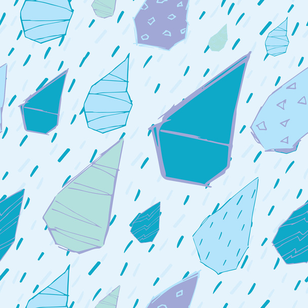 Raindrops Vector Seamless Pattern. Handdrawn Rainy Pattern Background. - Vektor, obrázek