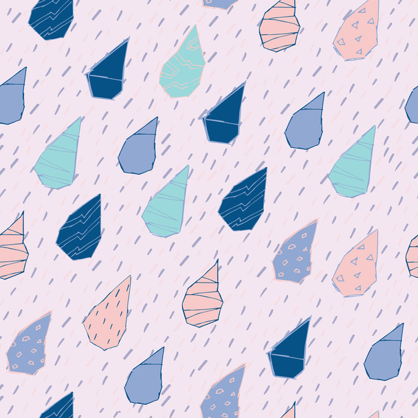 Raindrops Vector Seamless Pattern. Handdrawn Rainy Pattern Background. - Vektor, obrázek