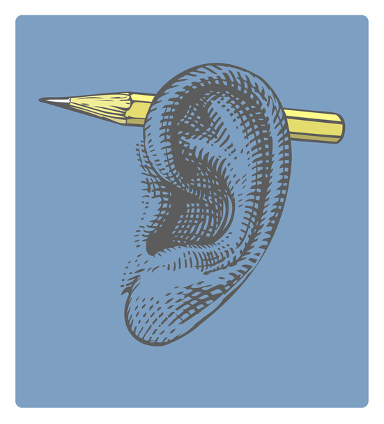 tužka na ucho v vyryto styl - Vektor, obrázek