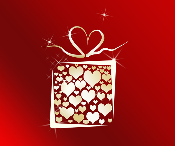Gift box with hearths and heart shaped ribbon - Foto, immagini