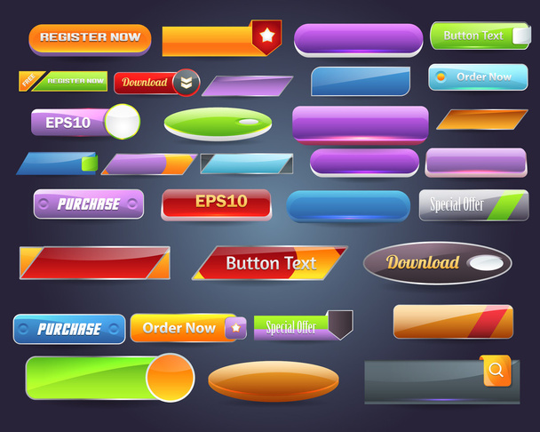 Веб-елементи Блискучі Векторні кнопки Набір
 - Вектор, зображення