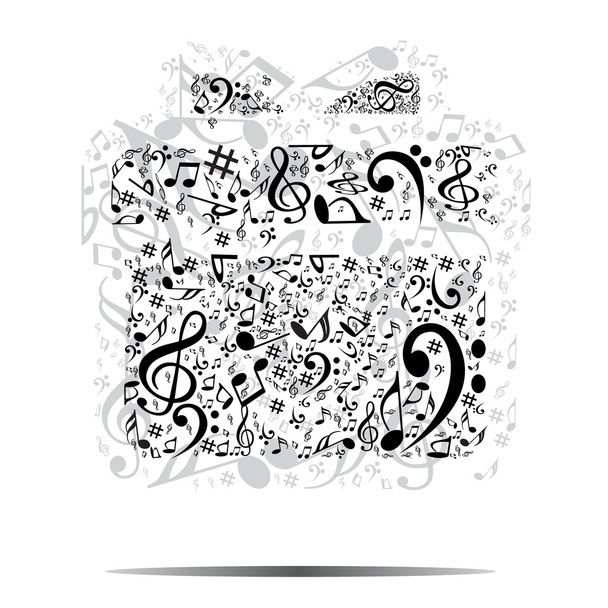 Present with music symbols - Вектор,изображение