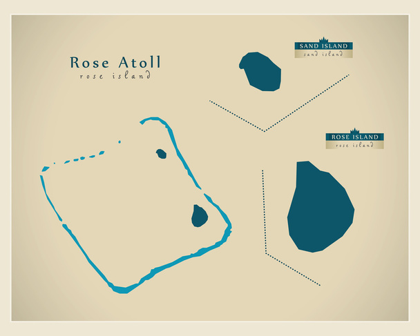 Modern Map - Rose Atoll AS - Vector, Image