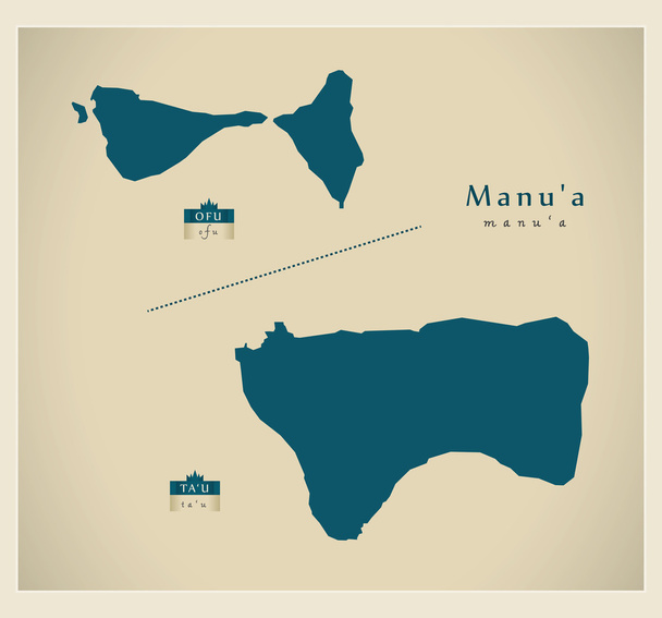 Σύγχρονο χάρτη - Manu'a ως - Διάνυσμα, εικόνα