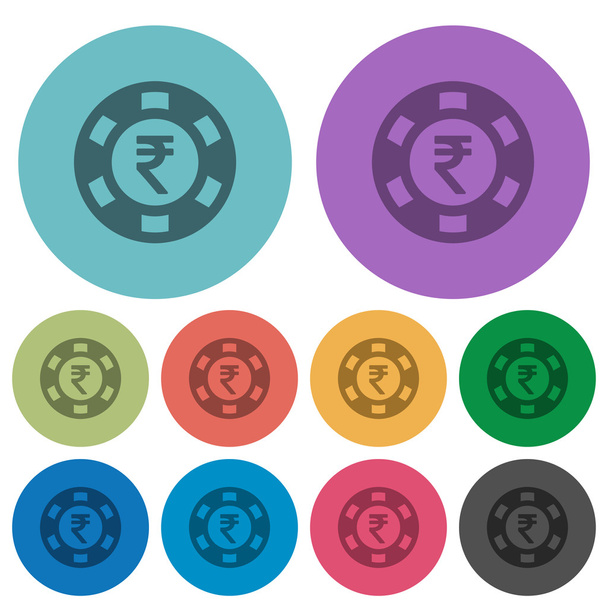 Rupie indická casino čip barevné ploché ikony - Vektor, obrázek