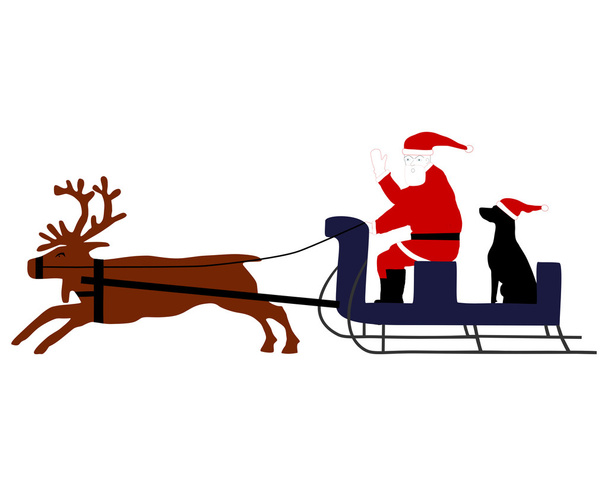 Санта-Клаус с собакой-сантой в заднице
 - Фото, изображение