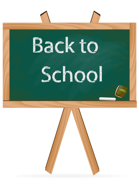 Back to school text over chalkboard background. Green board - Vector, Image