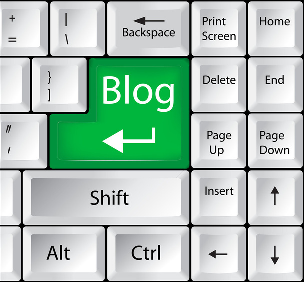 toetsenbord van de computer met blog sleutel - Vector, afbeelding