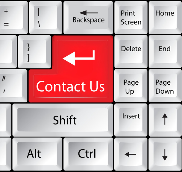 Computer Keyboard with Key Contact Us - Vector, Image