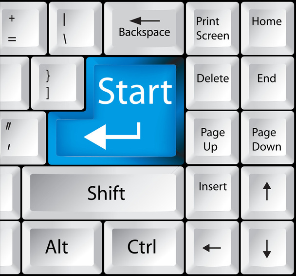 Computer Keyboard with Start Key - Vector, Image