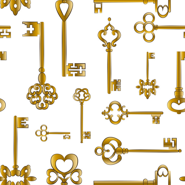 Ornamental medieval vintage keys pattern - Vektor, kép