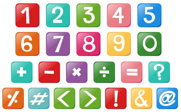 Font design for numbers and signs - Vector, Image