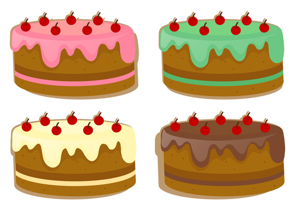Cake with four different toppings - Vector, imagen