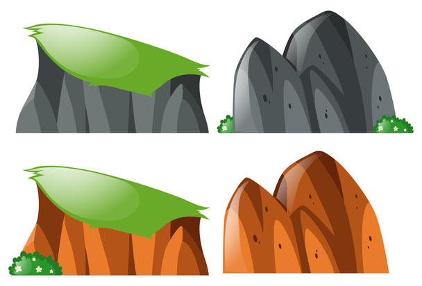 Acantilado y rocas sobre fondo blanco
 - Vector, imagen