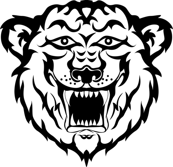 Tiger head black and white tattoo - Vector, Image