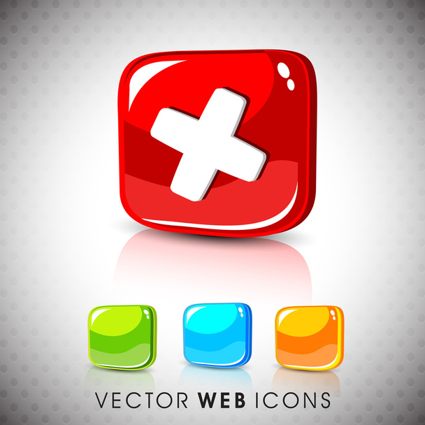 Glossy 3D web 2.0 cross mark validation symbol icon set. EPS 10. - Vector, Imagen