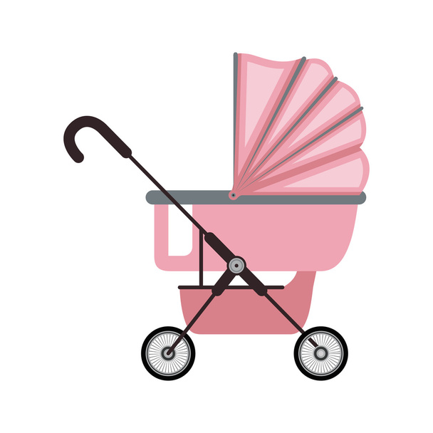 дитяча коляска з рожевим латетом
 - Вектор, зображення