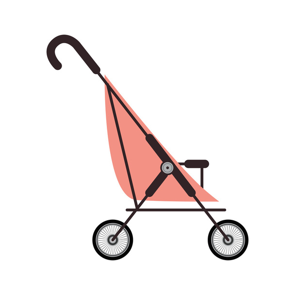 chariot bébé rose simple et roues
 - Vecteur, image