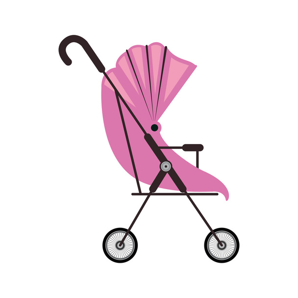 милая коляска с розовым мягким верхом
 - Вектор,изображение