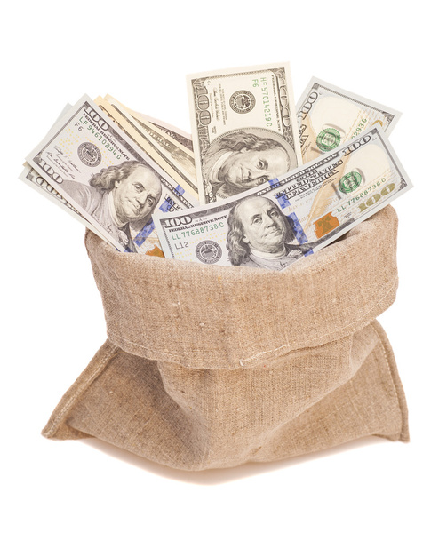 money bag with dollars  - Photo, Image