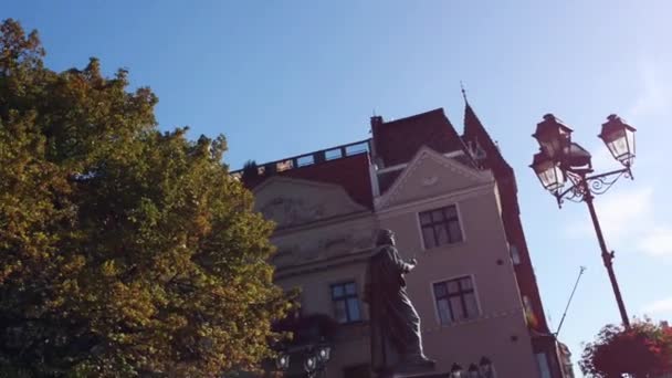 Gothic City Hall (Ratusz) started in the 13th century on Stary Rynek in Torun, is a city in northern Poland, on the Vistula River. - Footage, Video