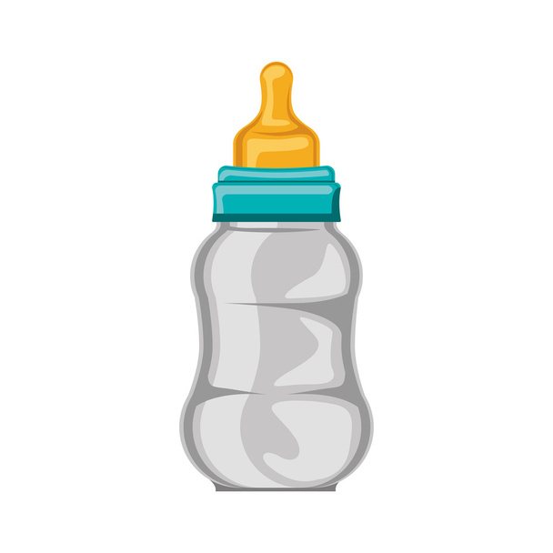bebé biberon con chupete amarillo
 - Vector, imagen