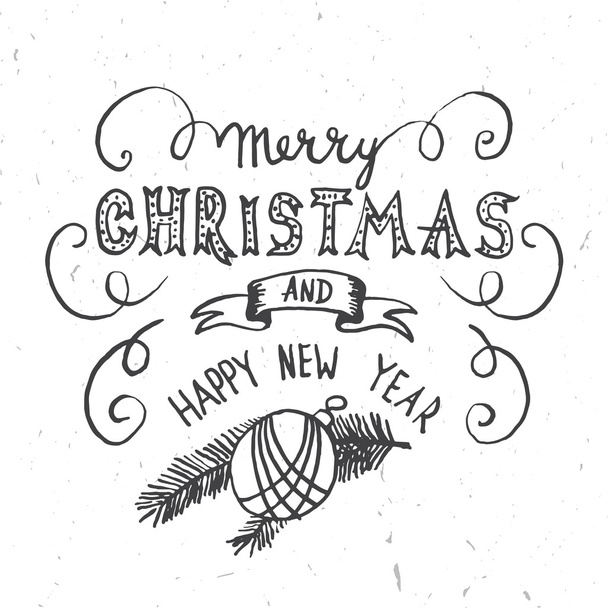 Merry Christmas Lettering Design. Vector illustration. - Vector, Imagen