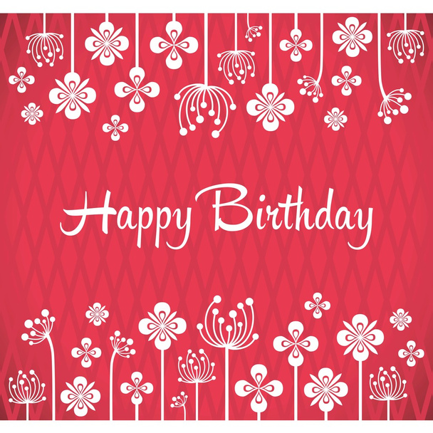 Birthday vector greeting card on red and pink background - Vector, Image