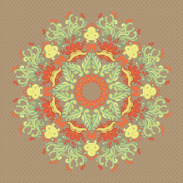Ornamental round seamless lace pattern. autumn colors - Vector, imagen