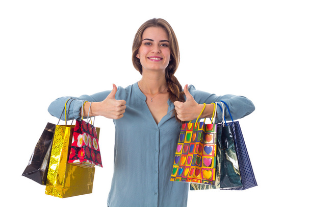 kobieta z torbami na zakupy - Zdjęcie, obraz