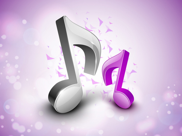 3D musical notes on shiny background. EPS 10. - Vector, imagen