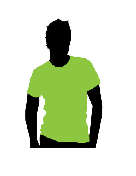 Modello maschile con indosso una T-shirt verde mela
 - Vettoriali, immagini
